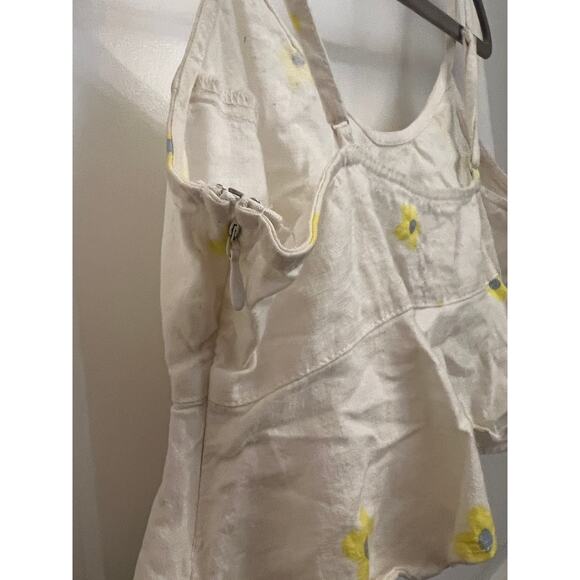 Urban outfitters Linen Blend floral crop top M Babygirl Fairy Festival Clueless - Picture 7 of 8